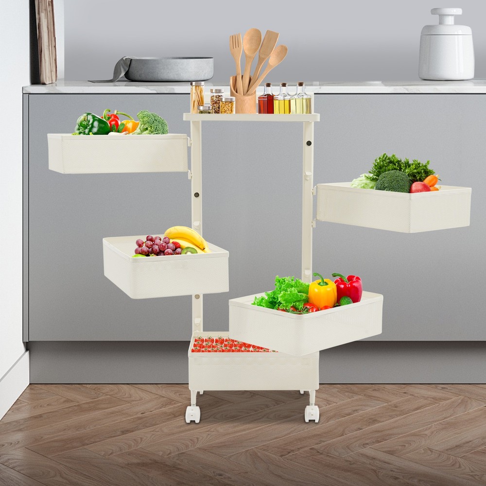 Rotating Storage Rack, Kitchen Organizer With Rotating Basket