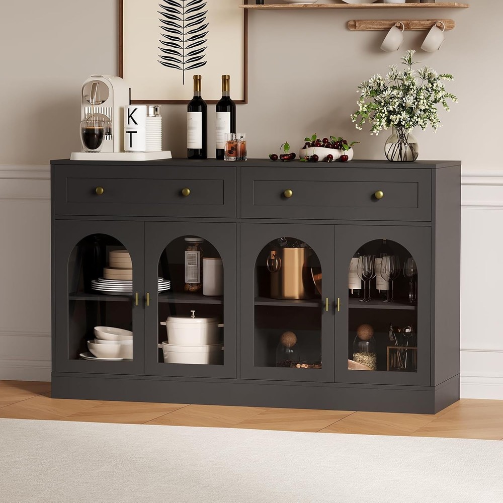 Modern 55" Sideboard Buffet Cabinet – Doors, Storage Drawers, Adjustable Shelves