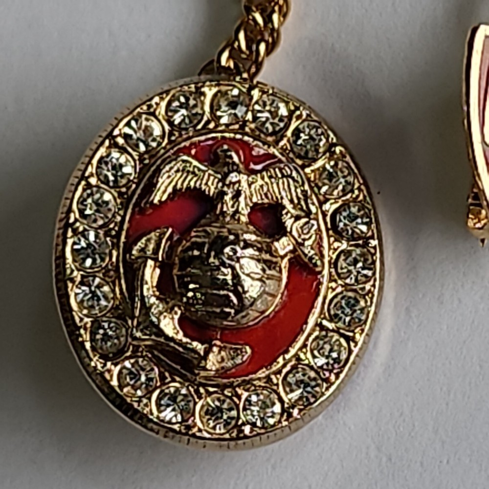 USMC Pin 2-Piece Globe Anchor & Shield Connected w/ Chain