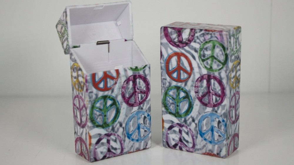 12 Peace, Yin Yang, Psychedelic Design Cigarette Case Pack Holders for 100mm