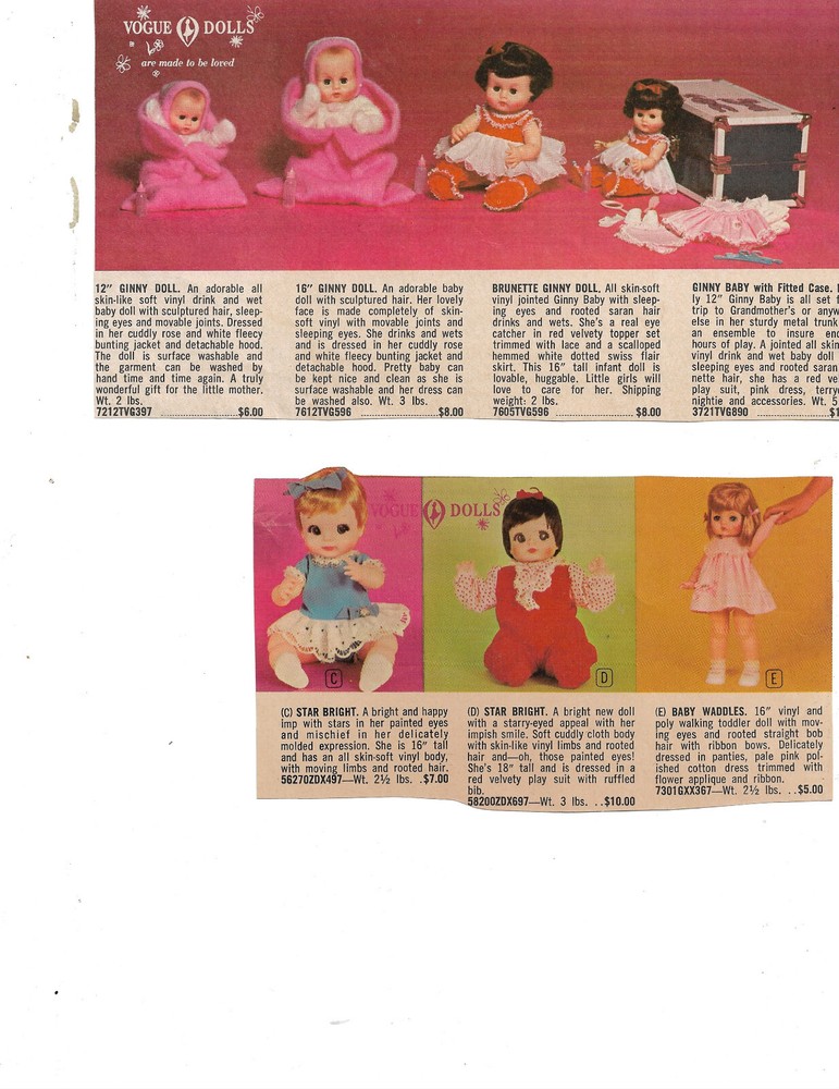 Vogue Doll Co. Ads & Catalog Pages for Identification