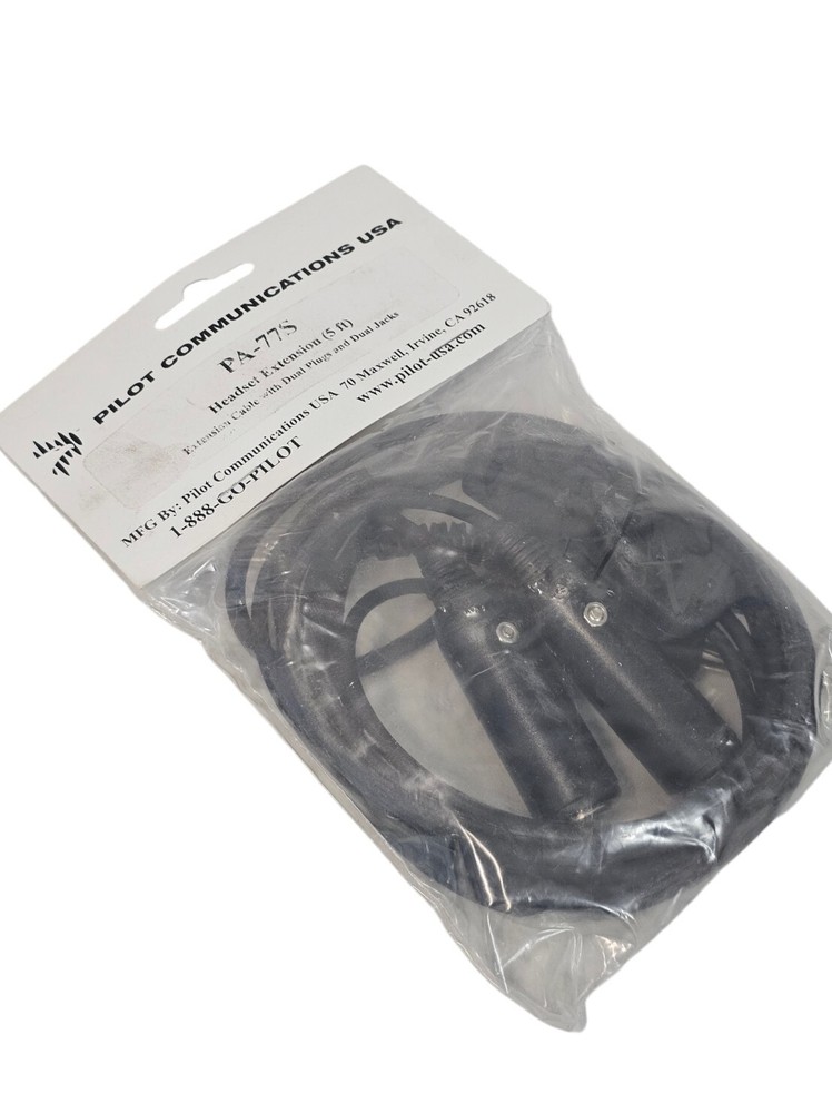 PA-77S Pilot Communications Headset Extension Cable 5 Ft