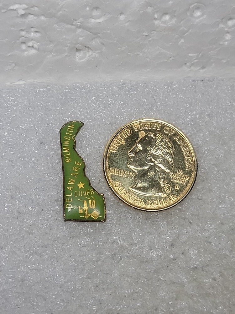 Delaware Enamel State Map Dover Wilmington Lapel Pin