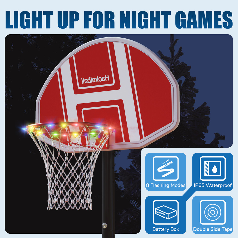 Pool Basketball Hoop Game LED String Light Backboard Poolside Play +Wheels,Balls
