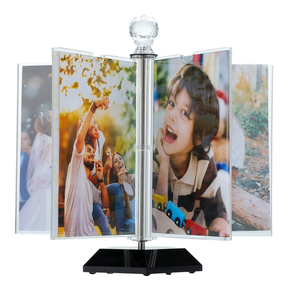 Rotating Acrylic Photo Frame DIY Multiple Picture Frame 5 Double Sides/Insert...