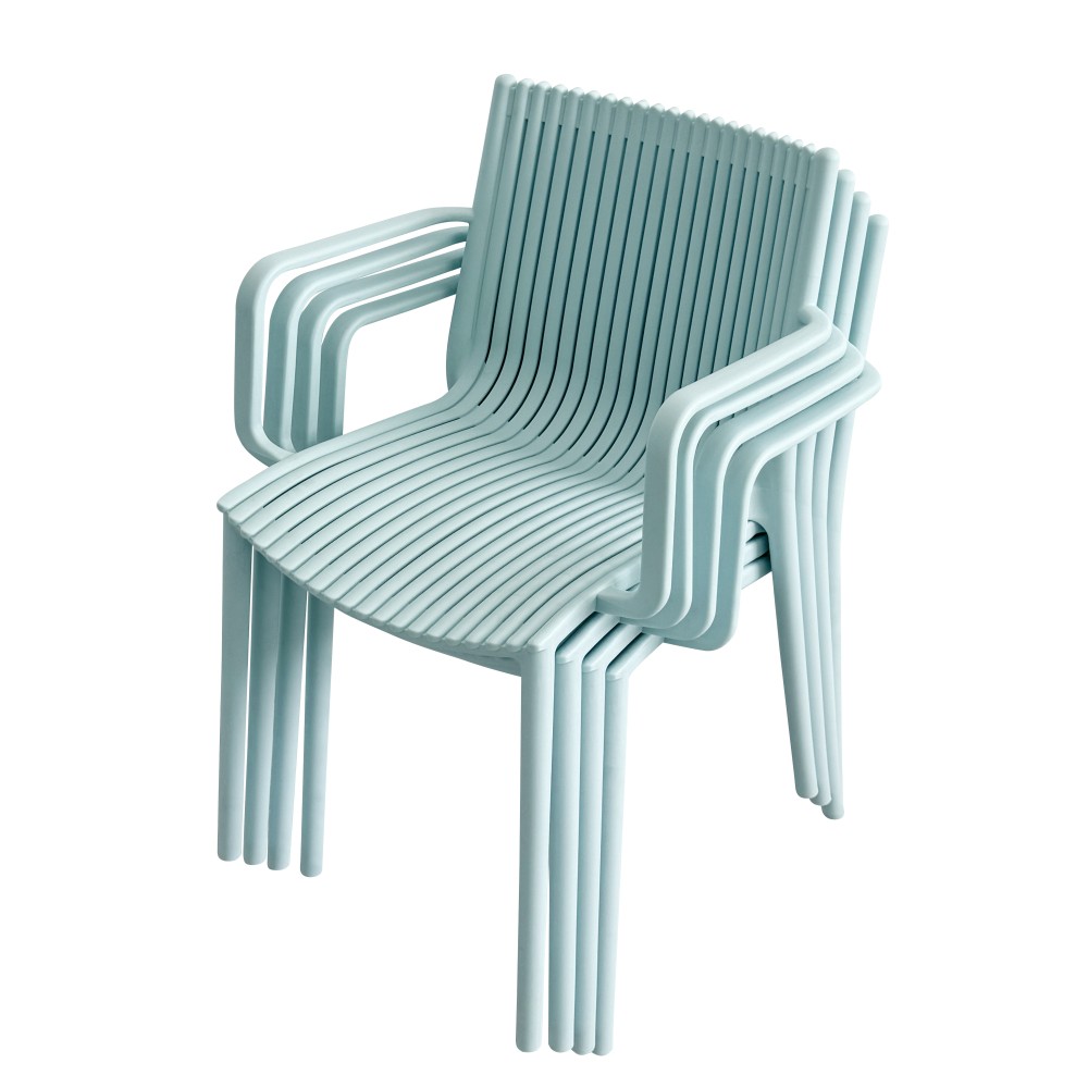 4-Pack All-Weather Polypropylene Chairs – Light Blue Stackable Lounge Chairs
