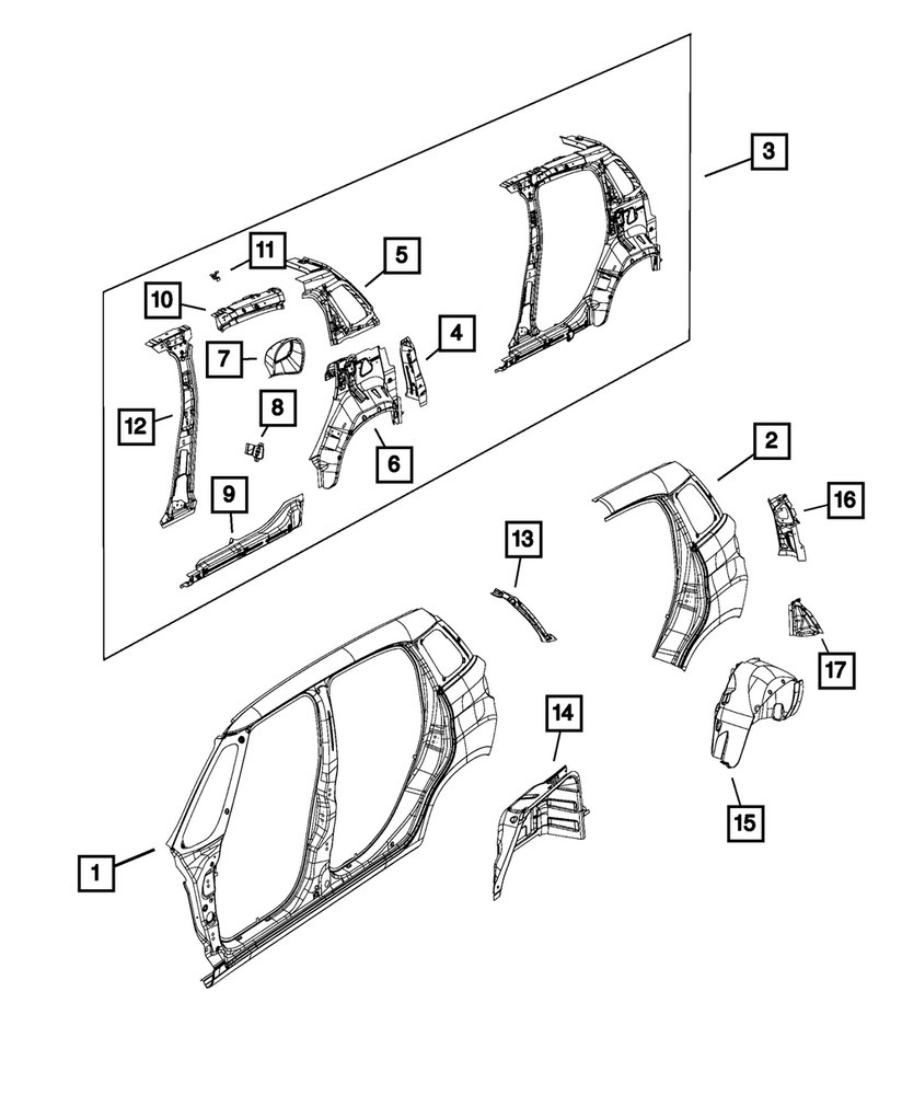 Genuine Mopar Quarter Panel Extension Right 68211387AA