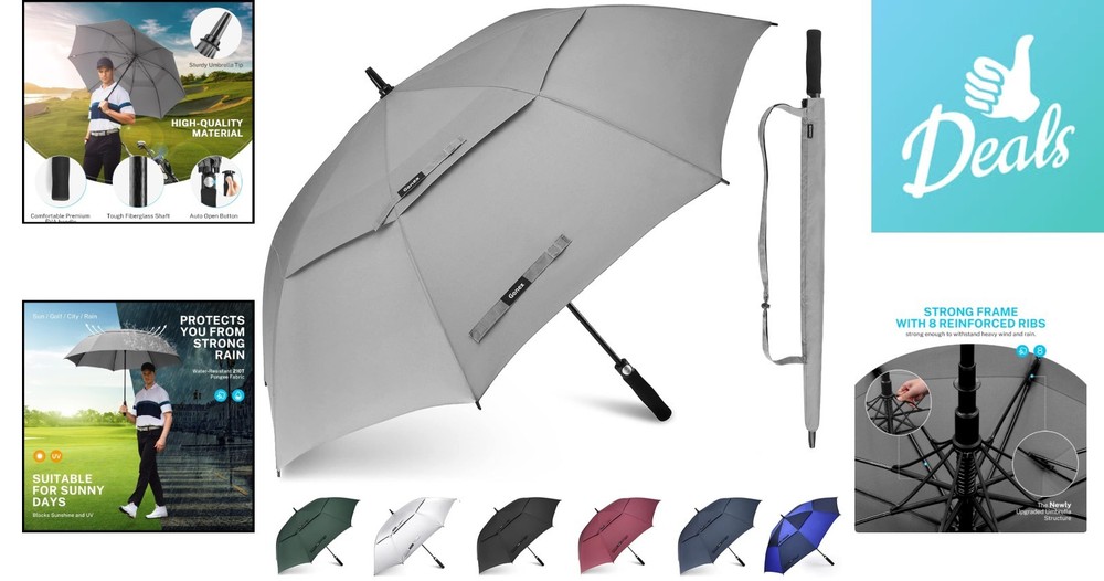 62 Inch Extra Large Golf Umbrella - Windproof & UV Protection, Auto Open
