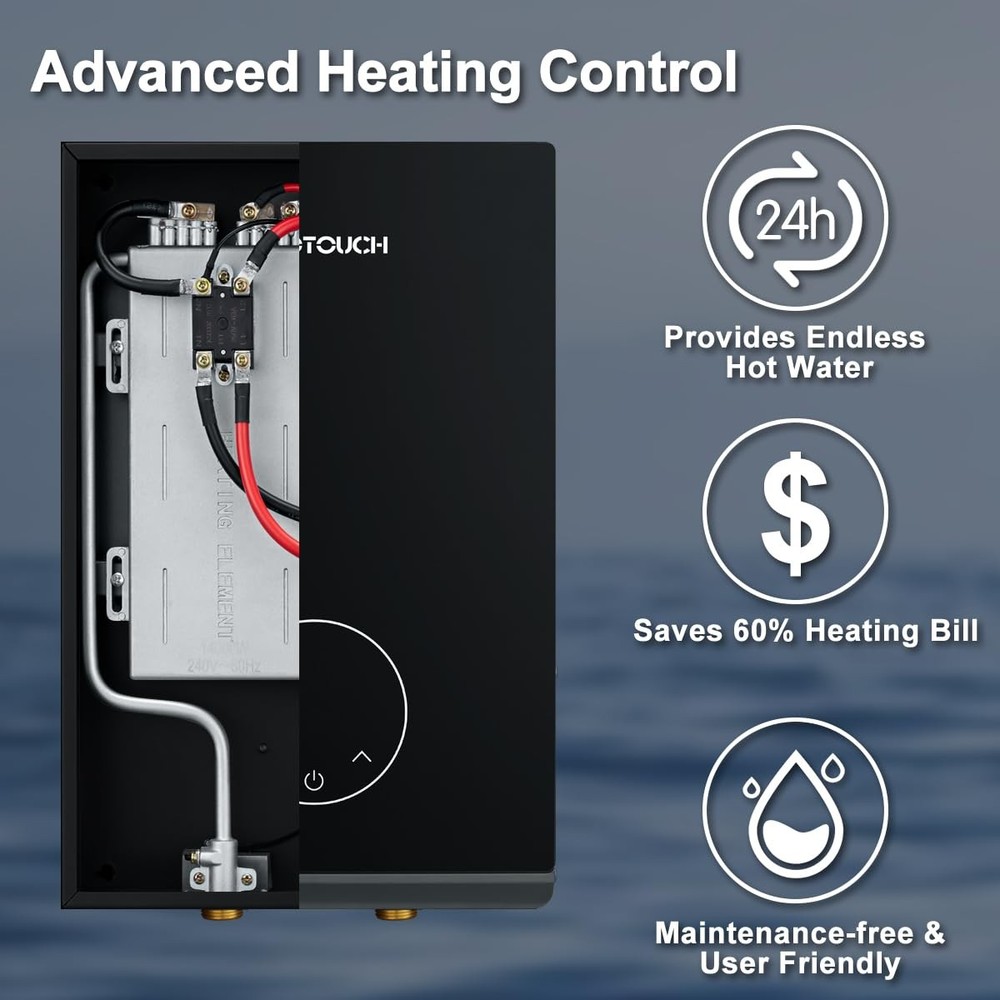 8kW Tankless Water Heater Electric, 240V On Demand Instant Endless Hot Water ...