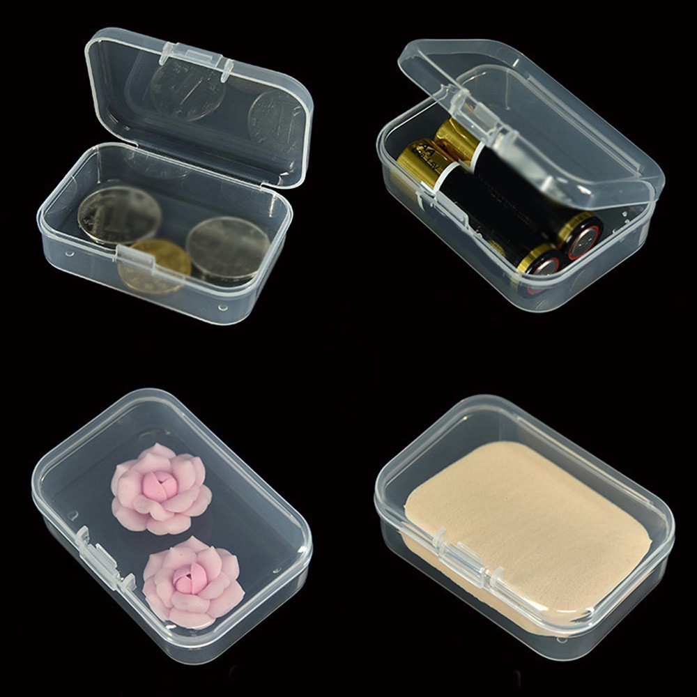 2 Clear Small Plastic Storage Box Boxes With Lids Office Stackable Rectangular