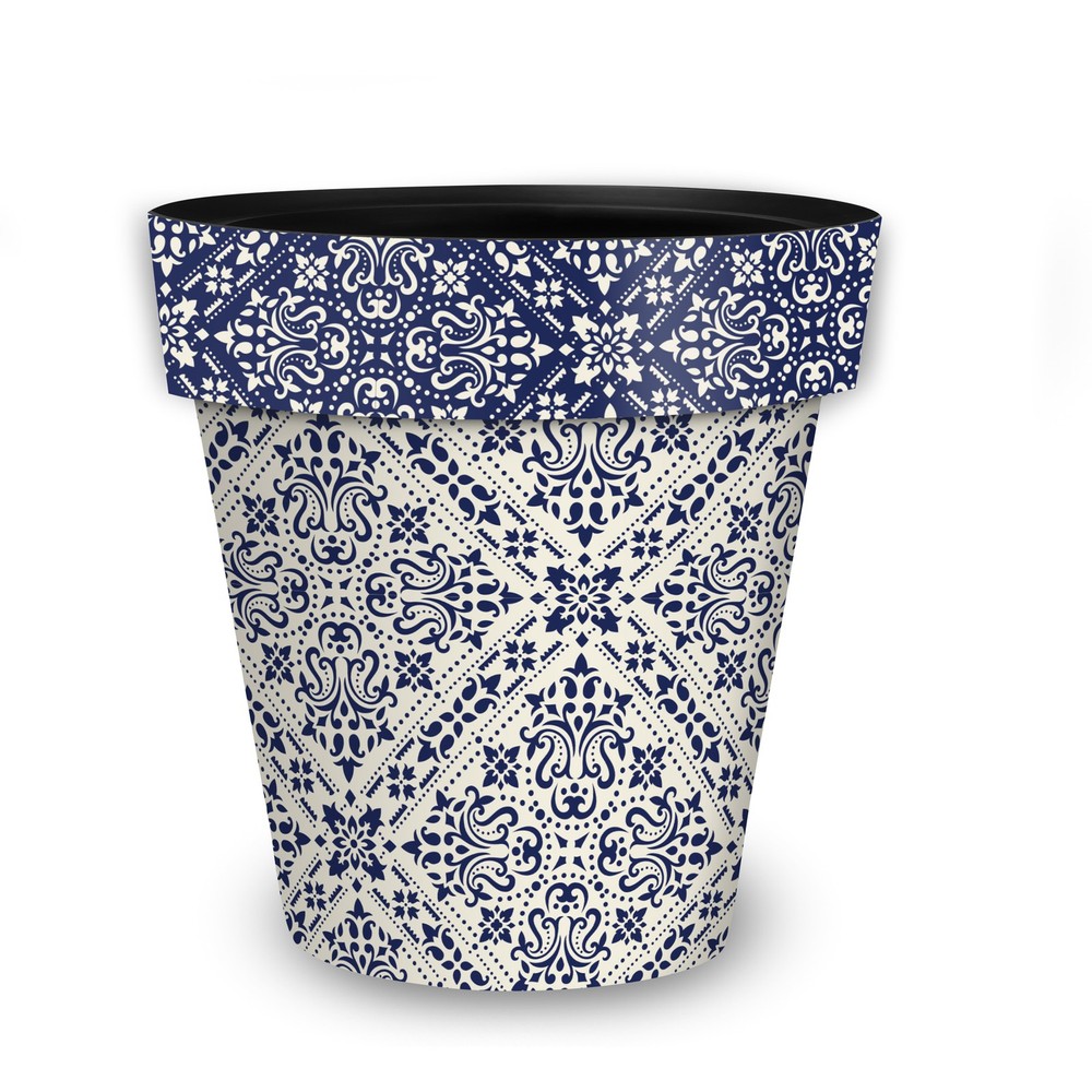 Briarwood Lane Everyday Navy & Tan Damask Medium Planter 11" Diameter