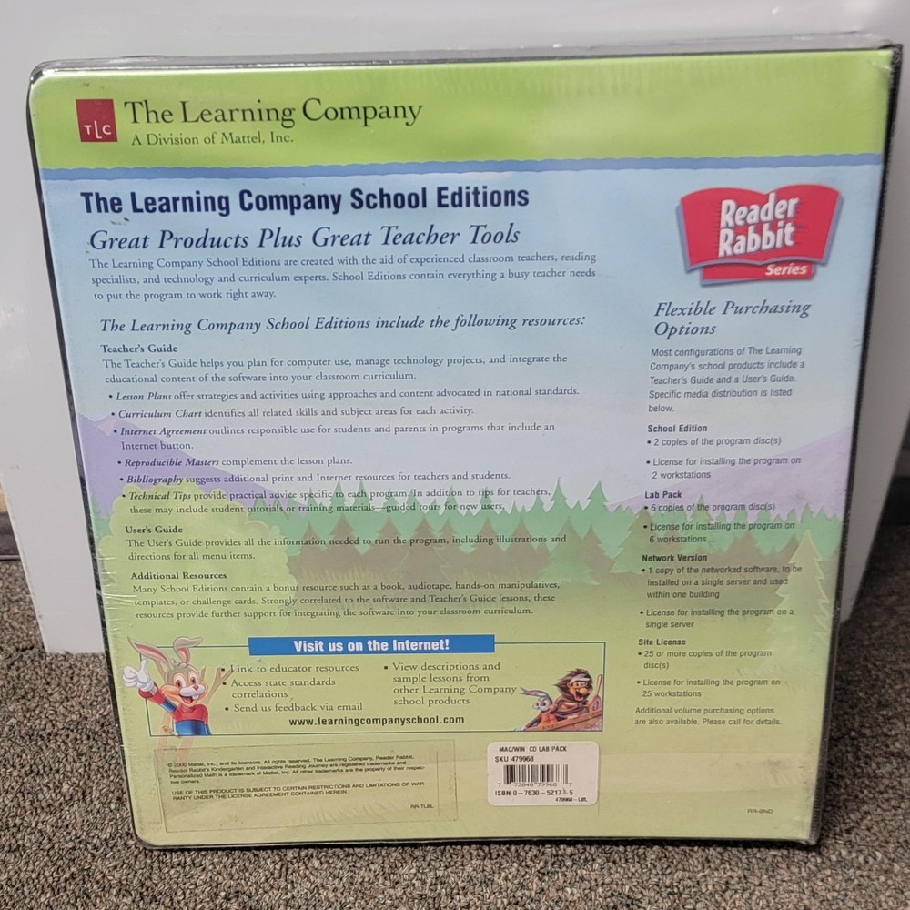 The Learning Company Reader Rabbit Series CD Lab Pack 6 User Mac Win Educational