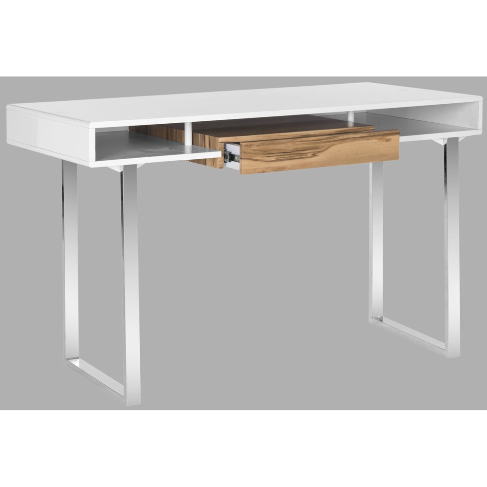 SAFAVIEH Metropolitan Computer Desk | White / Chrome |