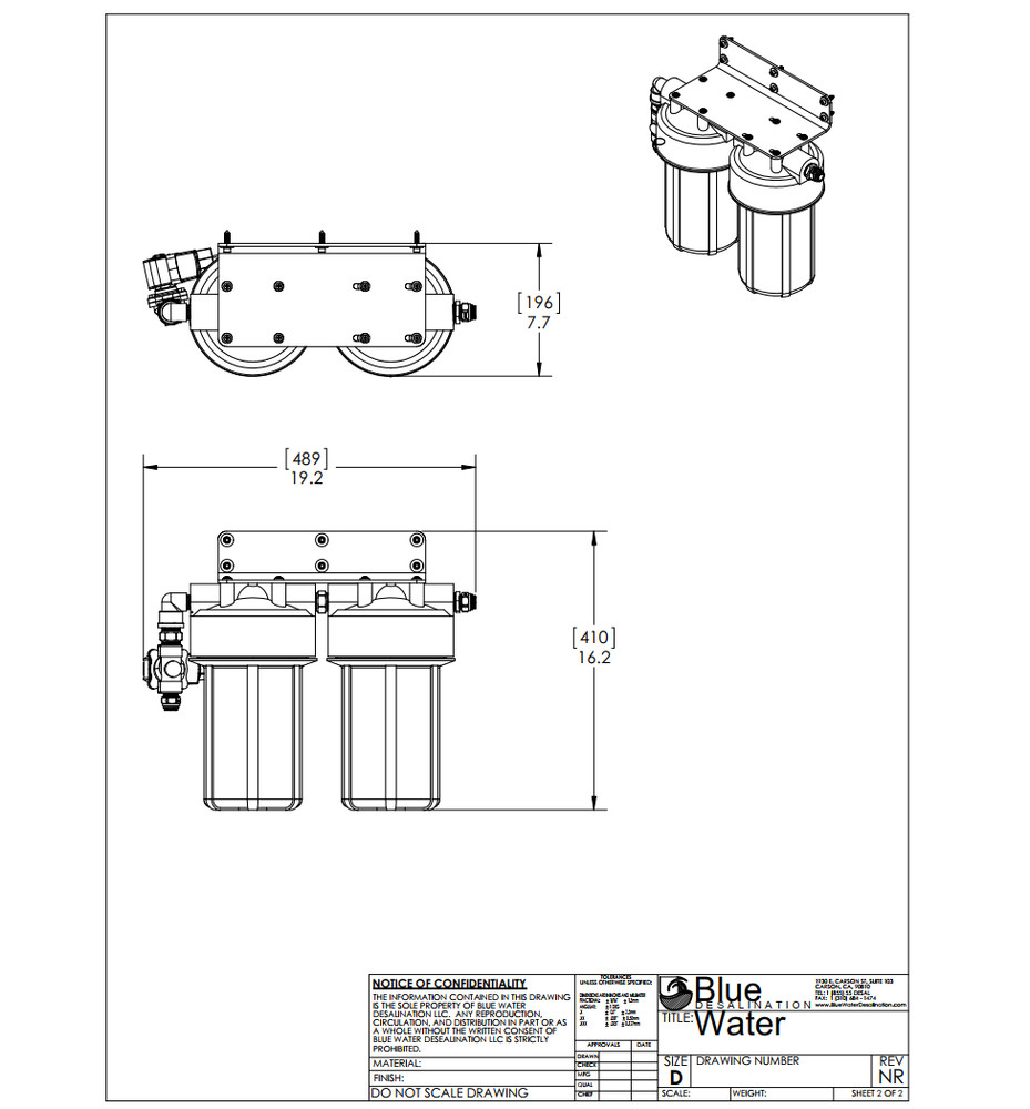 Blue Water, Pre Filter Assembly, w/ Carbon Filter & 1 Micron Filter, NEW