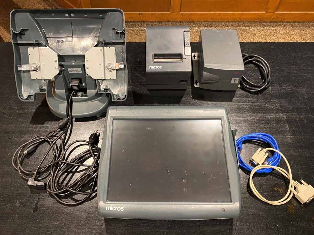 Micros Workstation 5A System Touchscreen POS Terminal Windows CE 6.0 Stand+Power