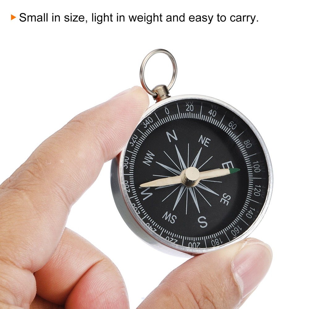 Pocket Compass Outdoors Navigation Compass with Key Ring White