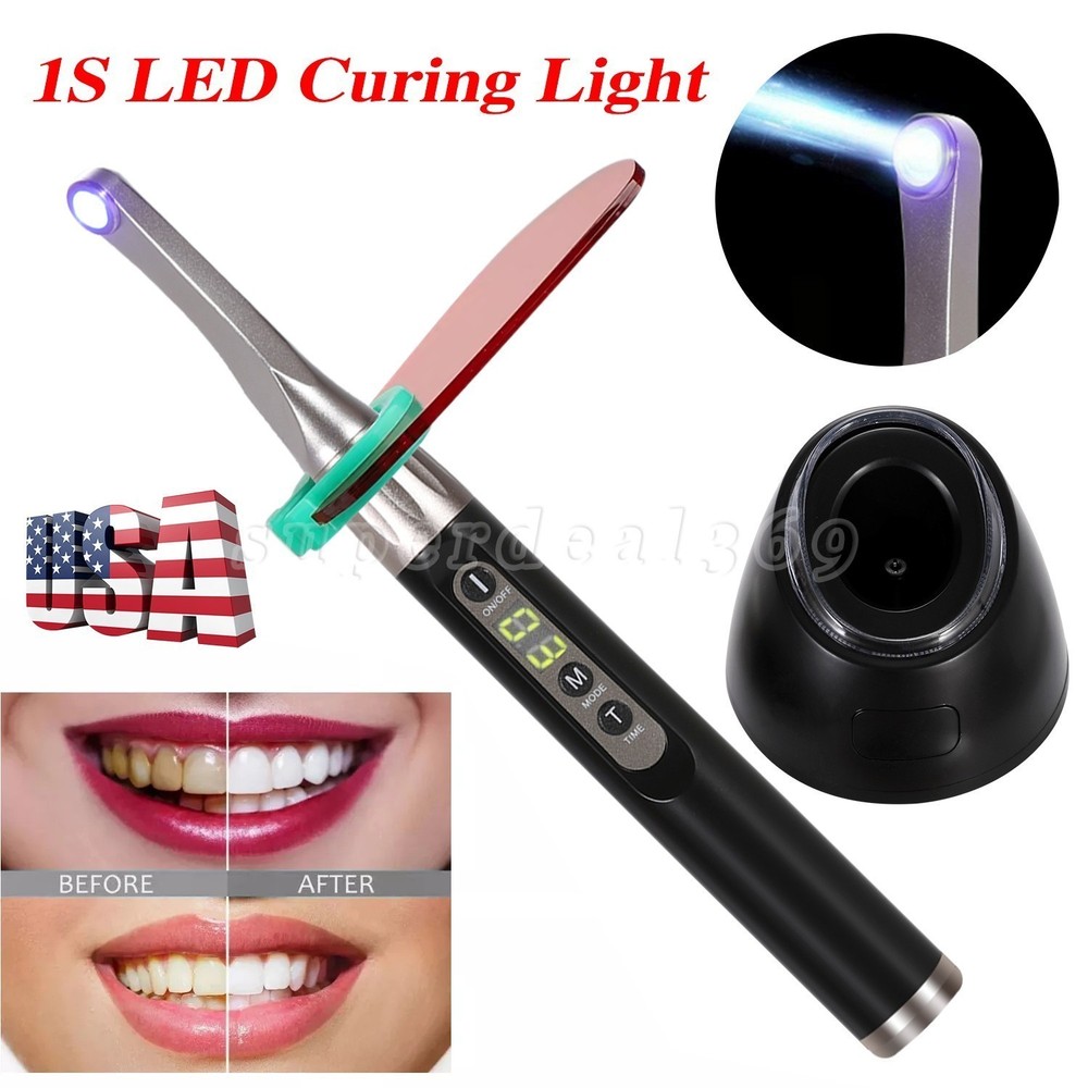 Woodpecker Style Dental iLED Wireless Curing Light Lamp 1 Second Cure Black