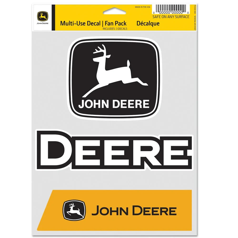 JOHN DEERE 3-MULTI USE DECALS FAN PACK WINCRAFT 🚜