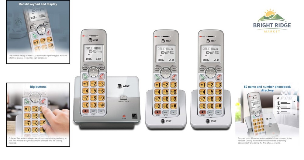 Long-Range Cordless Phone with Three Handsets and Secure Sound Technology
