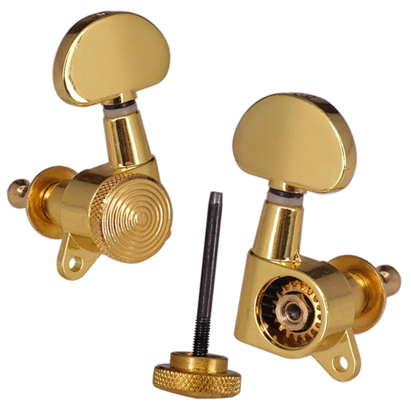 Thread 3R3L Inline Guitar String Tuning Peg Key Locking Tuner Key Machine Heads