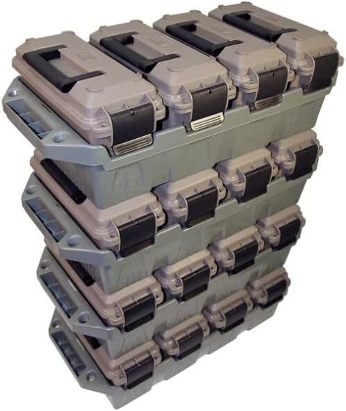 AMMO CRATE 4-Can Utility Box Stackable All-Caliber Case Bulk Ammunition Storage