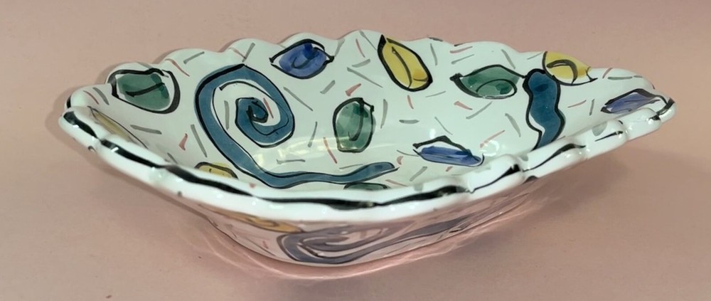 Studio Art Pottery Plate Platter Abstract Design 1990’s Chic