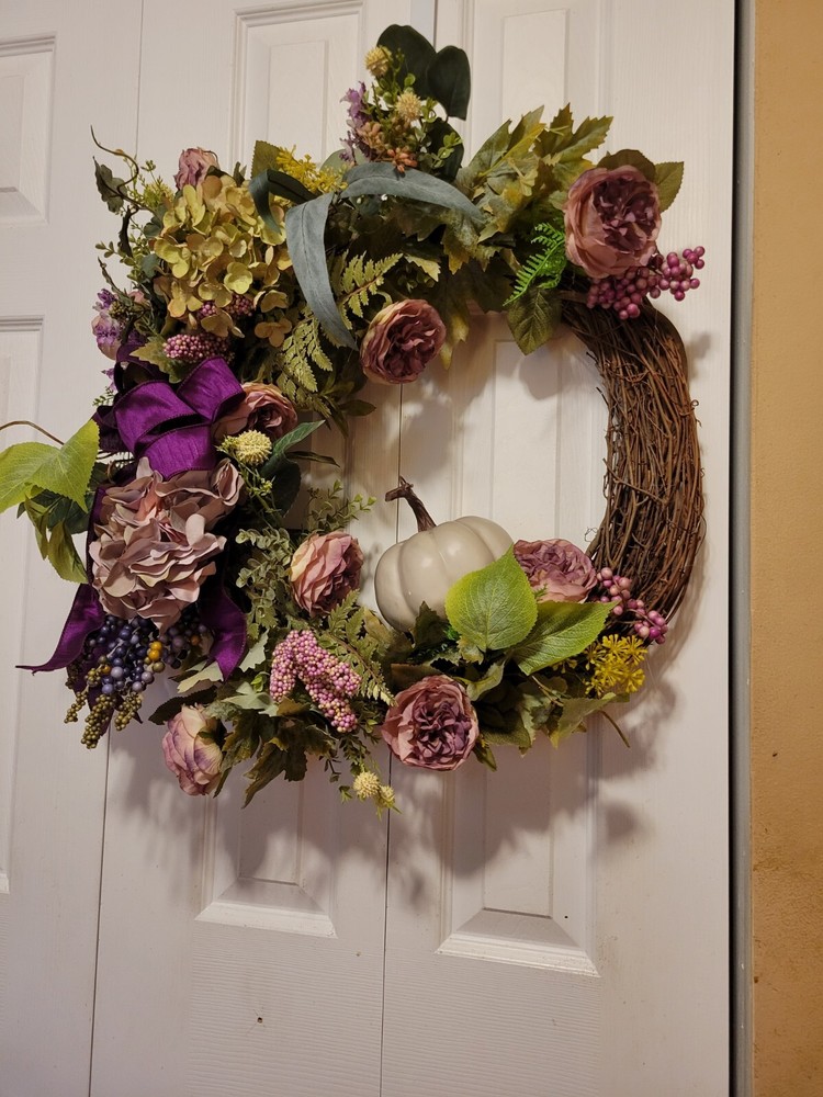 Fall Plum and Green Grapevine Wreath