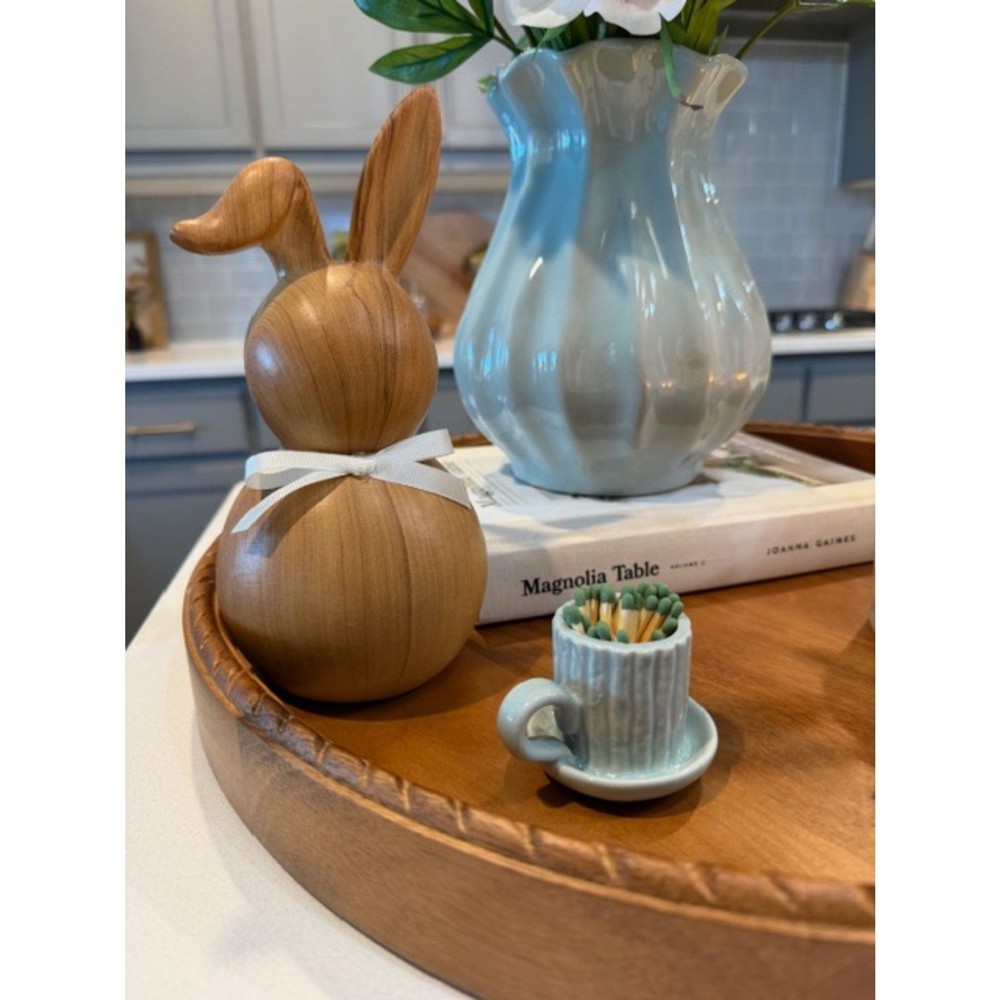 10” Decorative Ceramic Bunny Rabbit| Neutral Pottery Barn Style Spring Decor