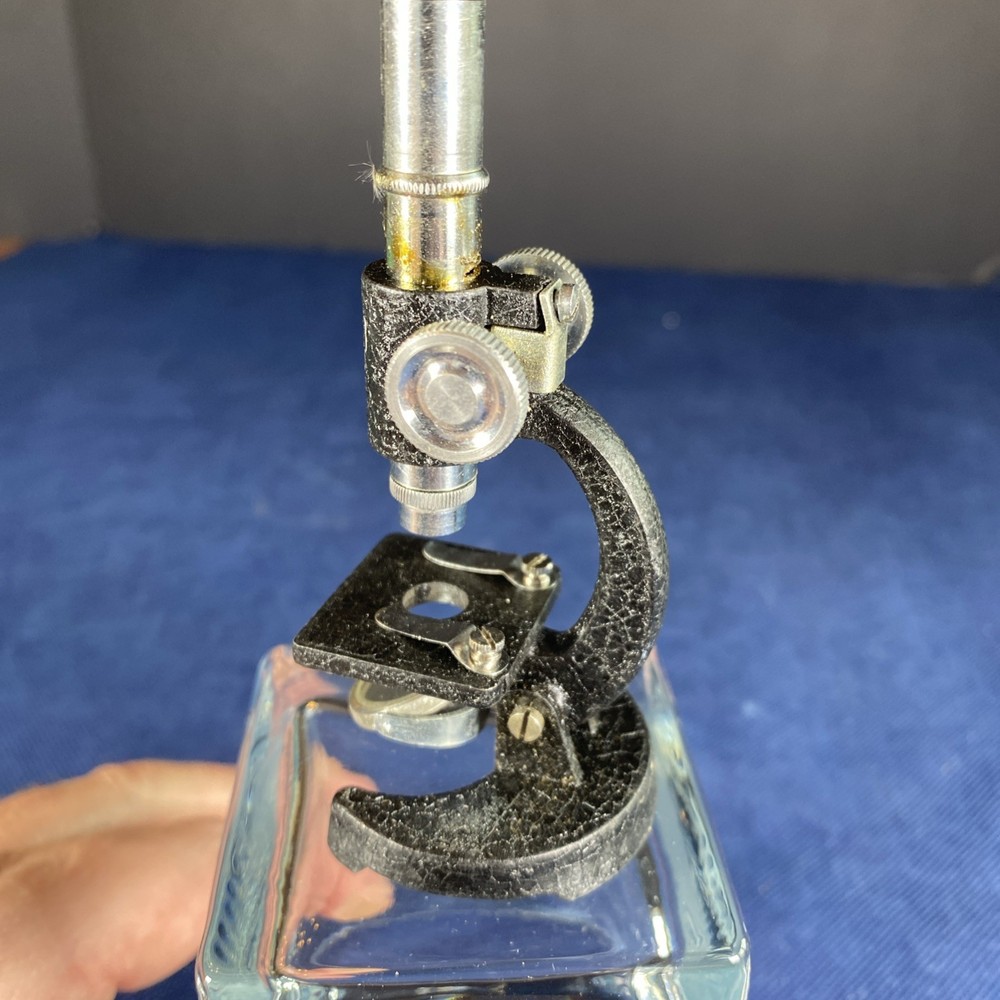 Miniature Microscope Black & Silver Metal - Approximately 4 Inches High