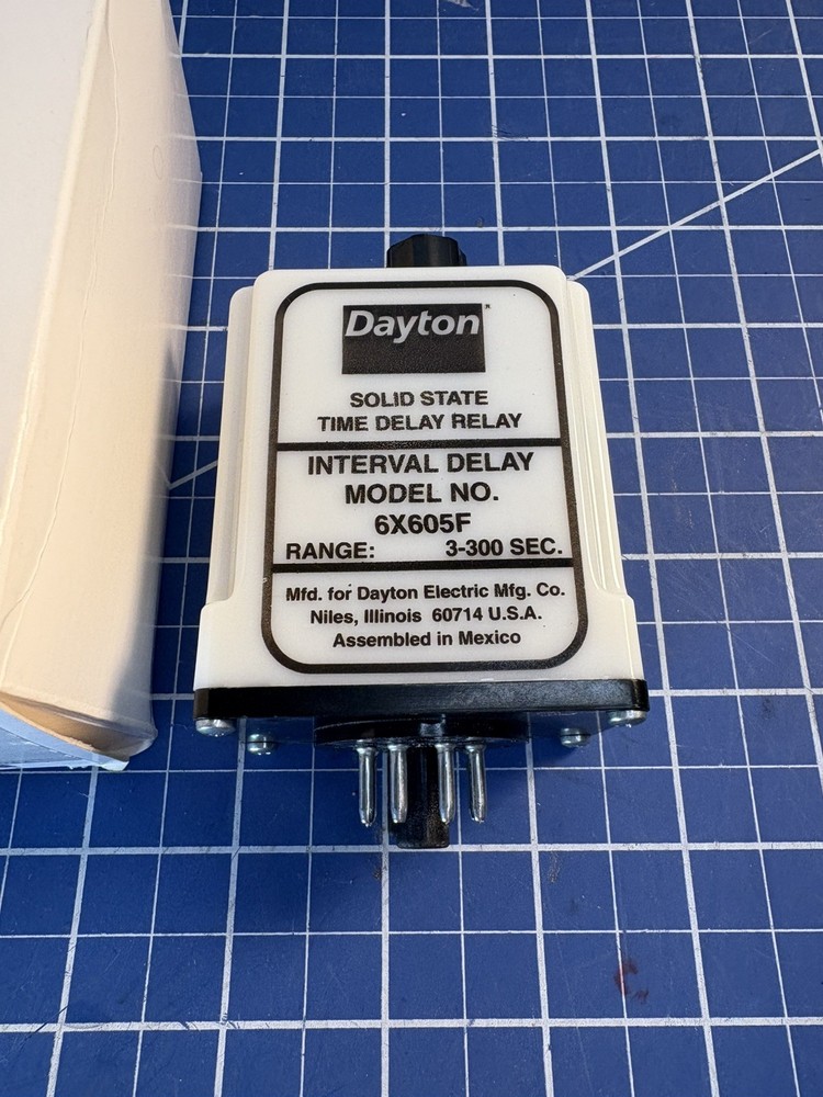 Dayton 3-300Sec Interval Delay Solid State Time Delay Relay 6X605F In Box
