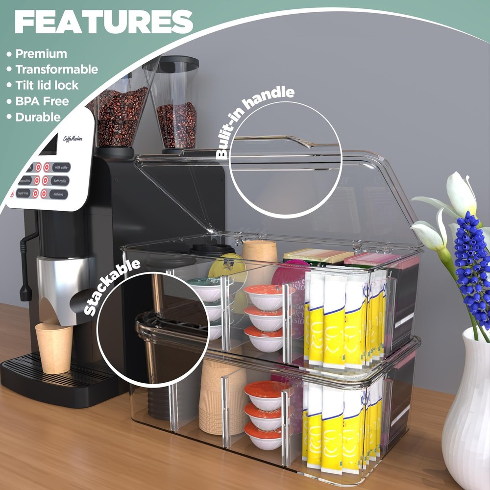 Utopia Home Tea Bag Organizer 3-Pack: Clear Stackable Storage for Pantry & More