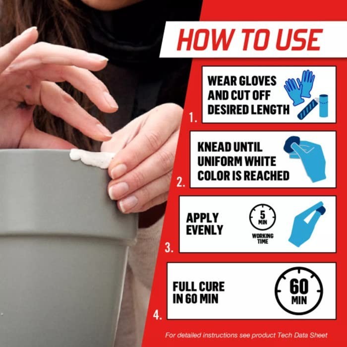 All-Purpose Epoxy Putty - Fast-Setting, Waterproof Adhesive, 2 oz Stick (6 Pack)