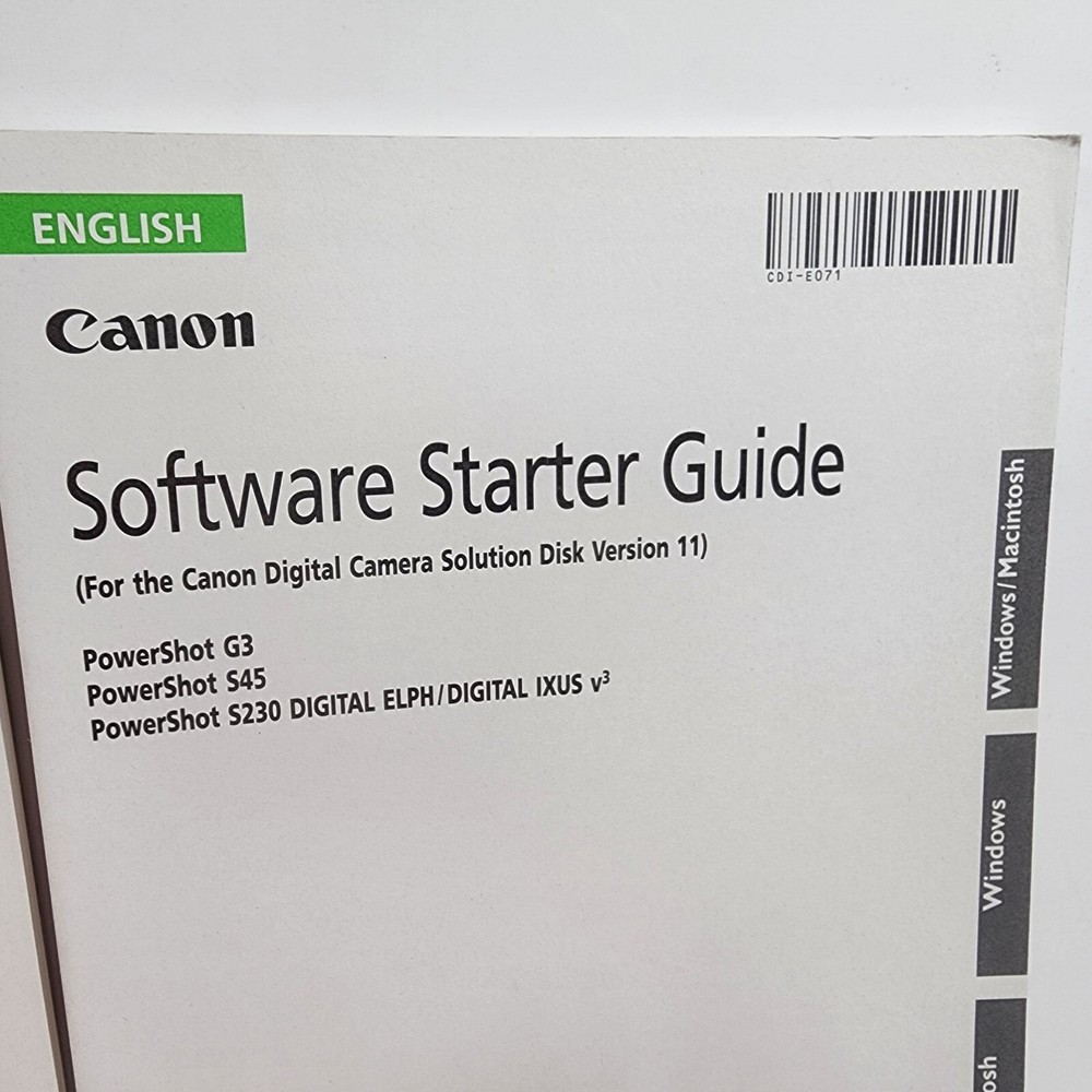 Canon PowerShot G3 Digital Camera User Guides Manuals, Software CD- English