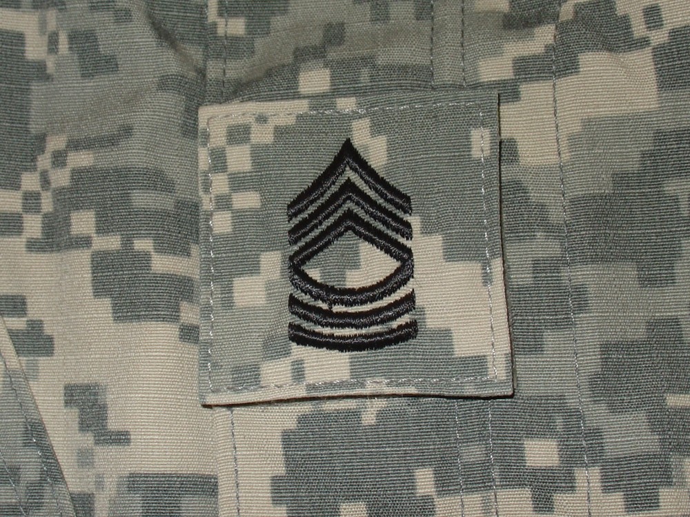 NEW US ARMY ACU RANK E-8 MASTER SERGEANT MSG UNIFORM PATCH TAB W/HOOK AIRSOFT