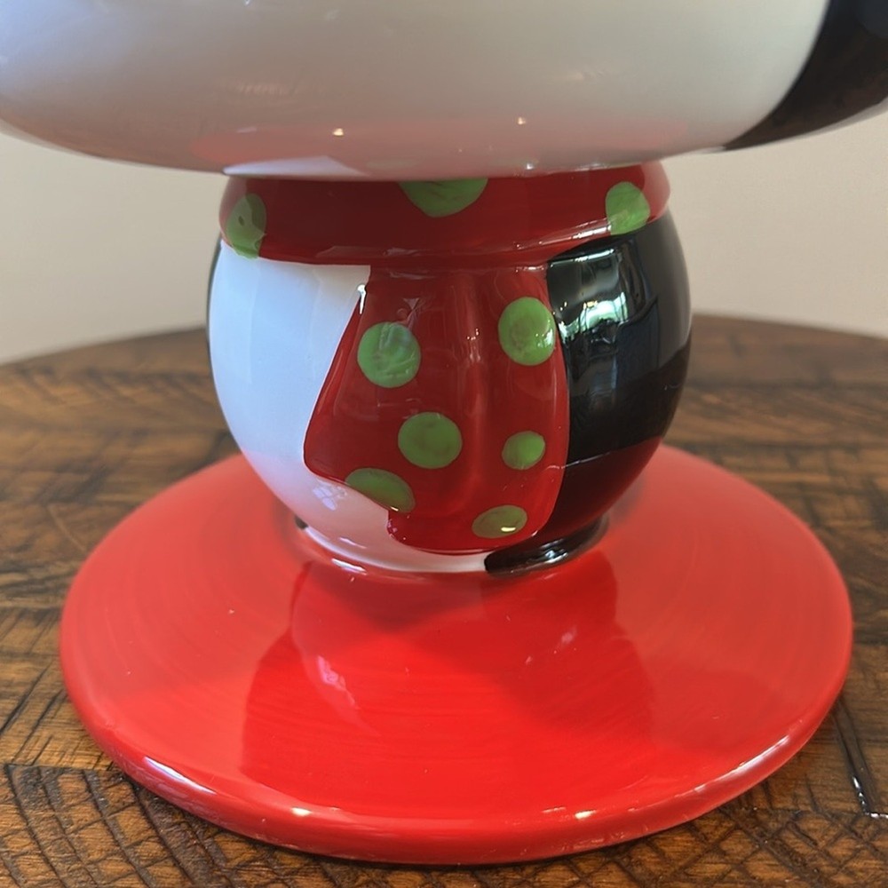 Hand Painted Holiday Penguin Ceramic Trifle Bowl