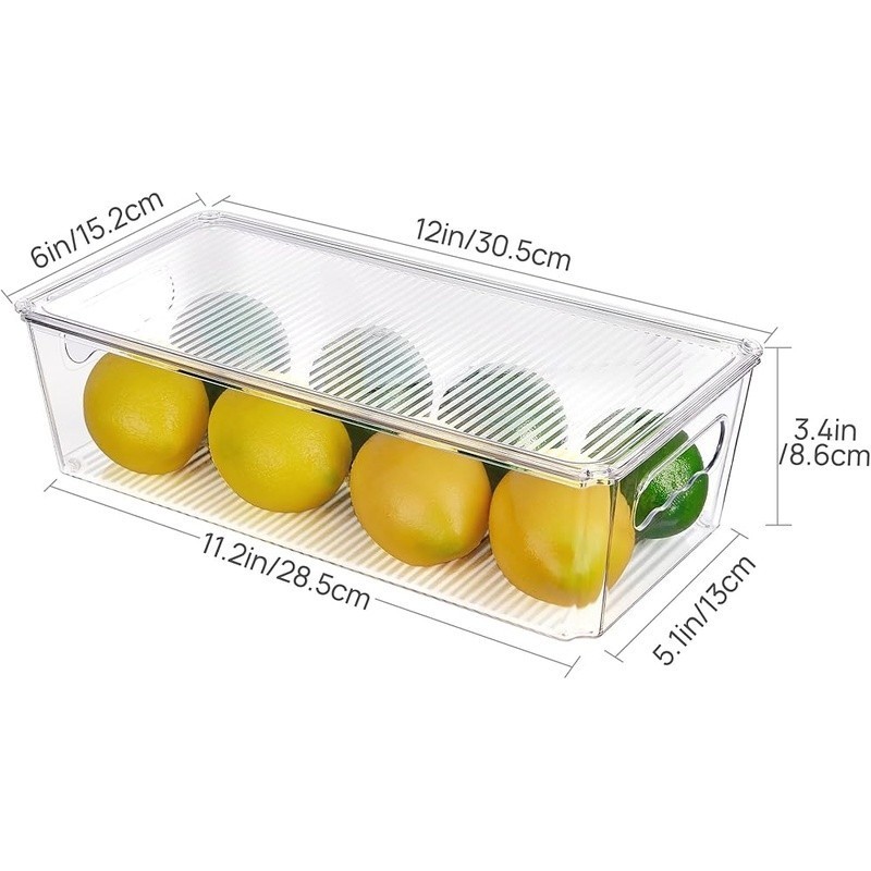 Clear Plastic Storage Bins W/ Lids Kitchen Pantry Organization & Refrigerator US