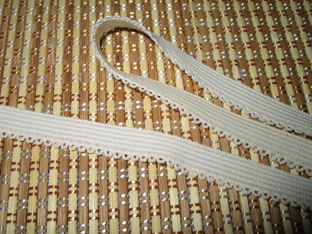 10 yards 3/8" width in ivory color stretch scroll elastic trim for your design