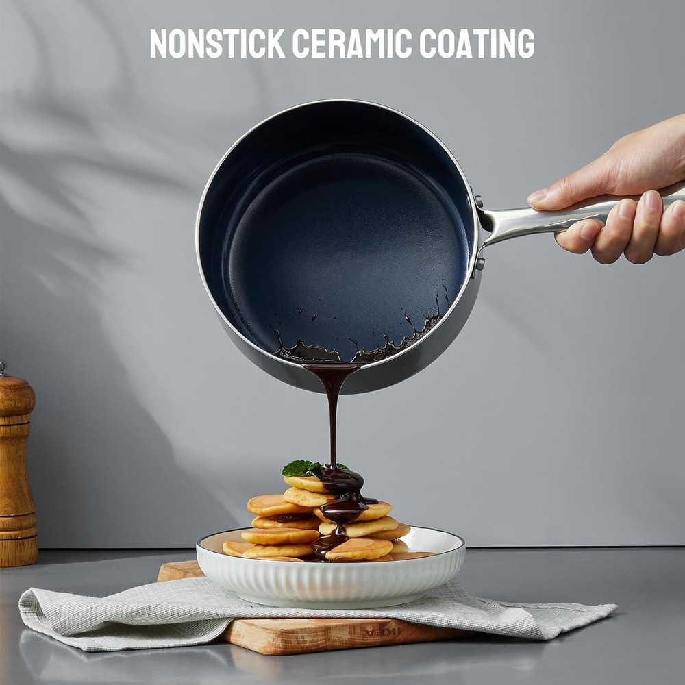 Induction Cookware Set 6-Piece, Stackable Kitchen Cooking Pots Set, 6qt 4.8qt &