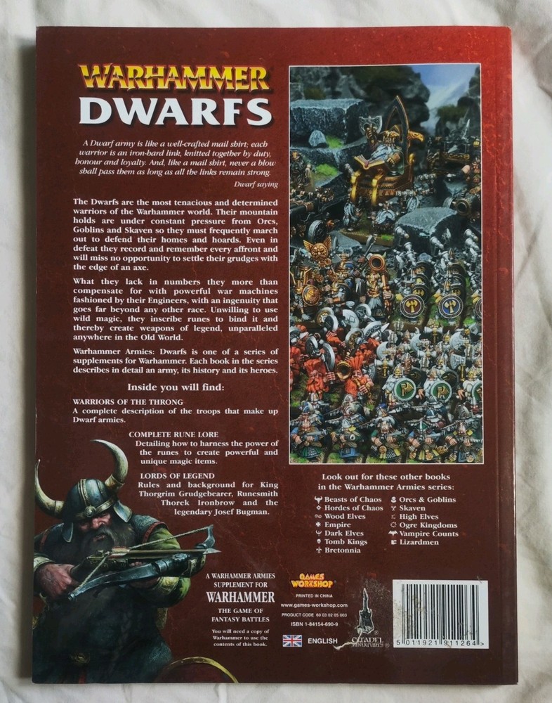 Warhammer Classic Dwarfs Dwarves Dwarfen Army Book Codex 2005 Excellent SC OOP