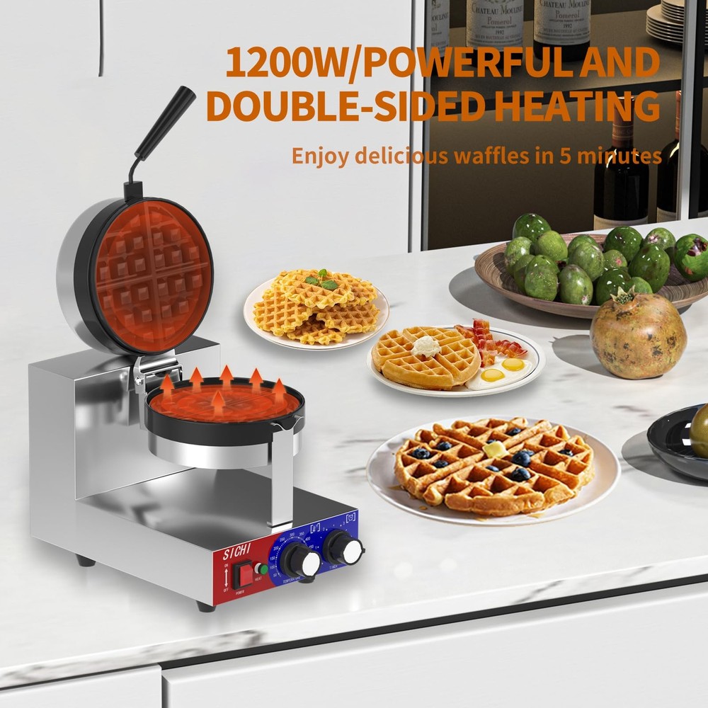HTTSICHI Commercial Waffle Maker - Belgian Waffle Maker w/Non-stick Baking 550℉