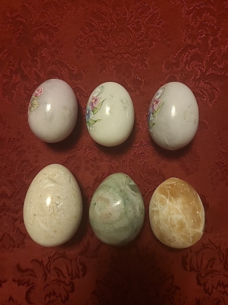 Lot Of 6 Stone Eggs Assorted 3" And Under
