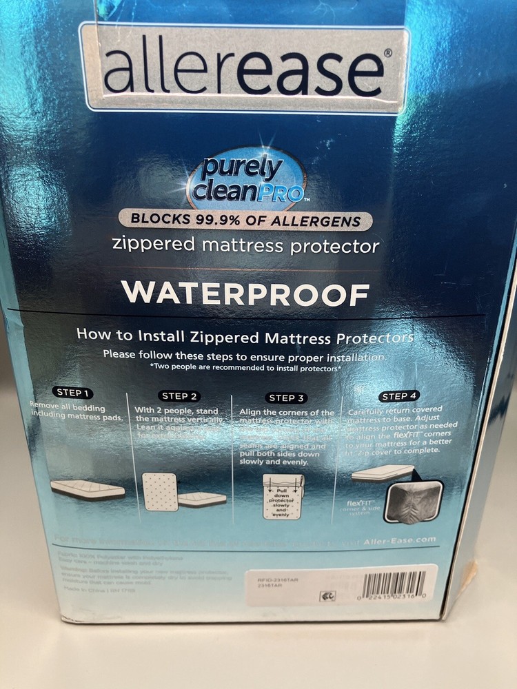 Zippered Mattress Protector, Waterproof Allerease Cover, King New