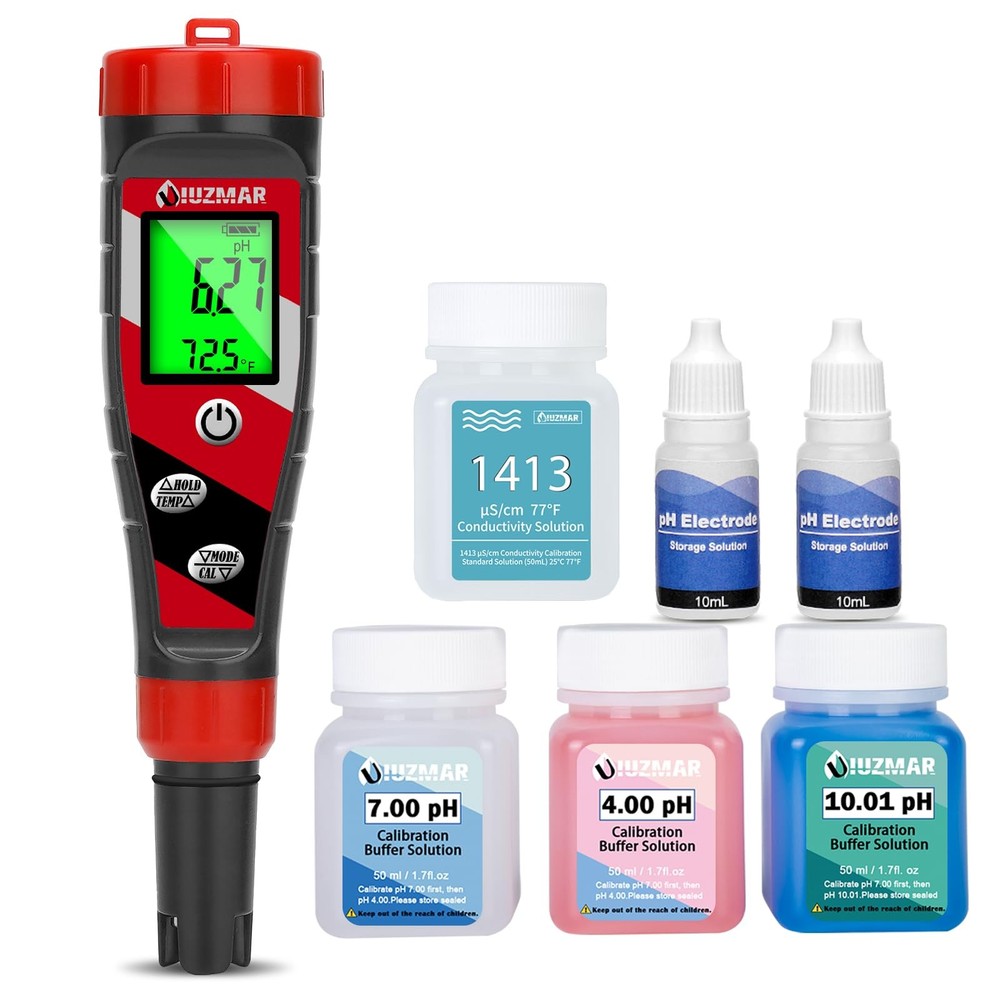 UIUZMAR Accurate pH Tester TDS EC Reader and Calibration Solution