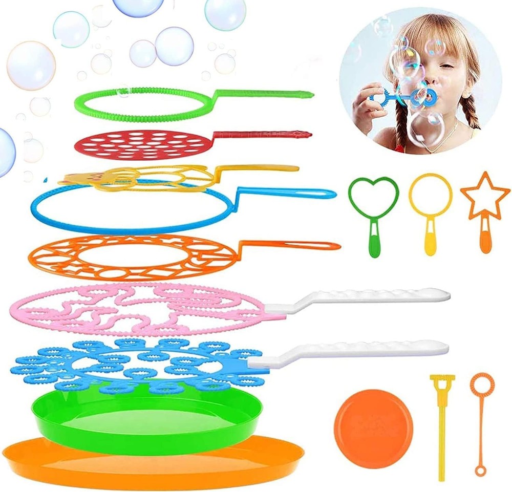 Bubble Wands Set - Big Bubbles Wand Funny Bubbles Maker with Tray, Nice for O...