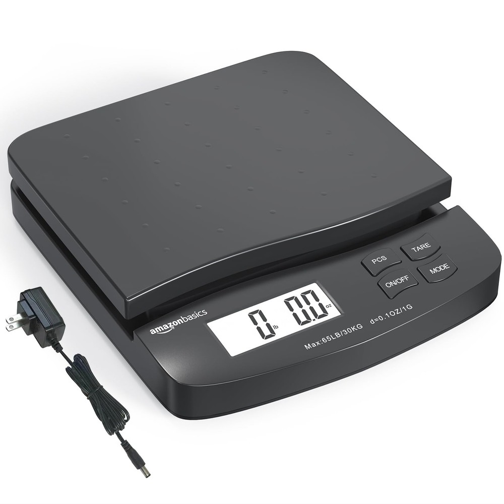 Basics Digital Postal Shipping Scale with Tare Function, AC Adapter, 65 lb Ca...