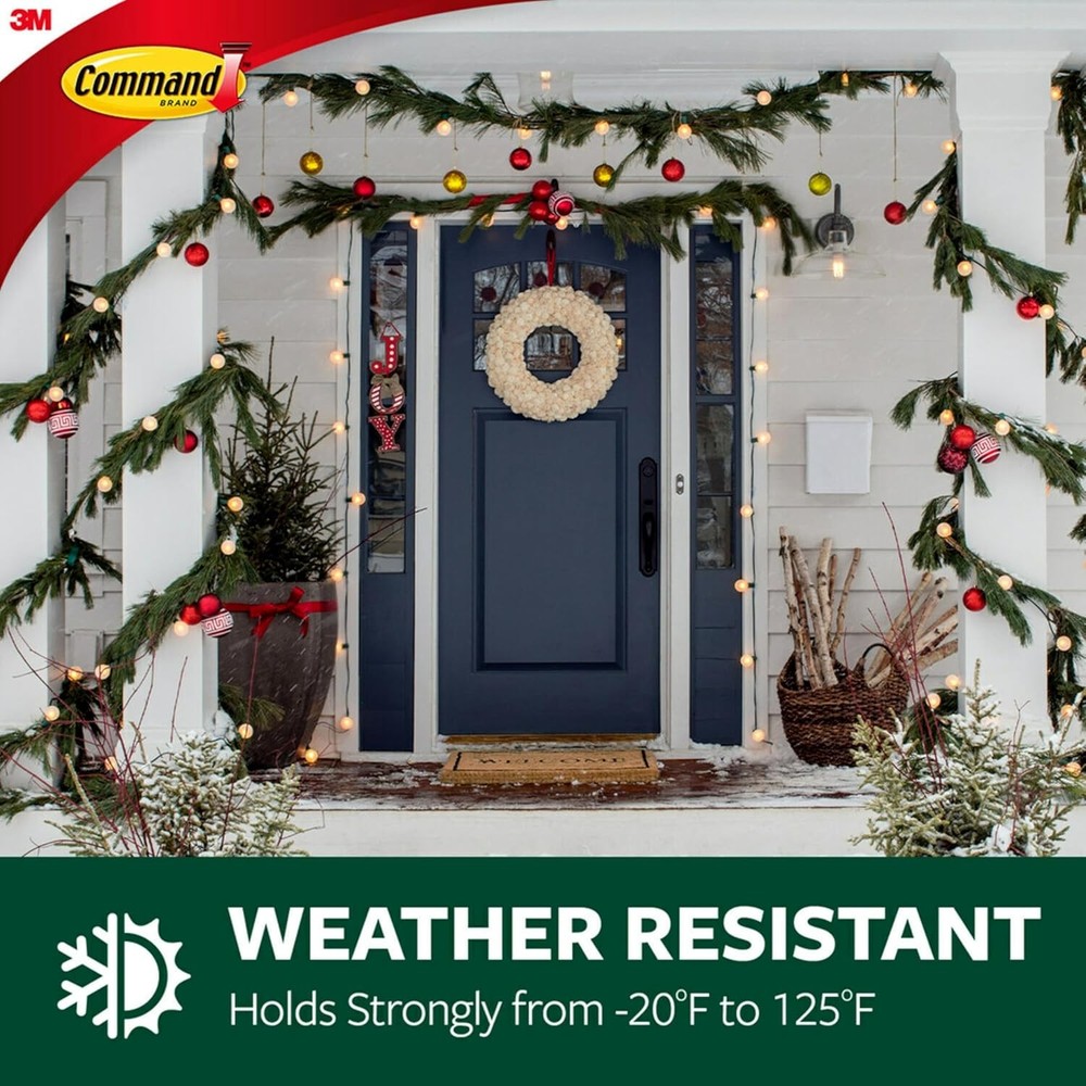 Command Outdoor Terrace Hooks, 2 Hooks and 4 Strips, Medium, Black