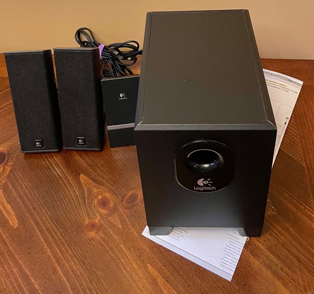 Logitech X-240 Computer Speaker System and Sub Woofer With Installation Guide