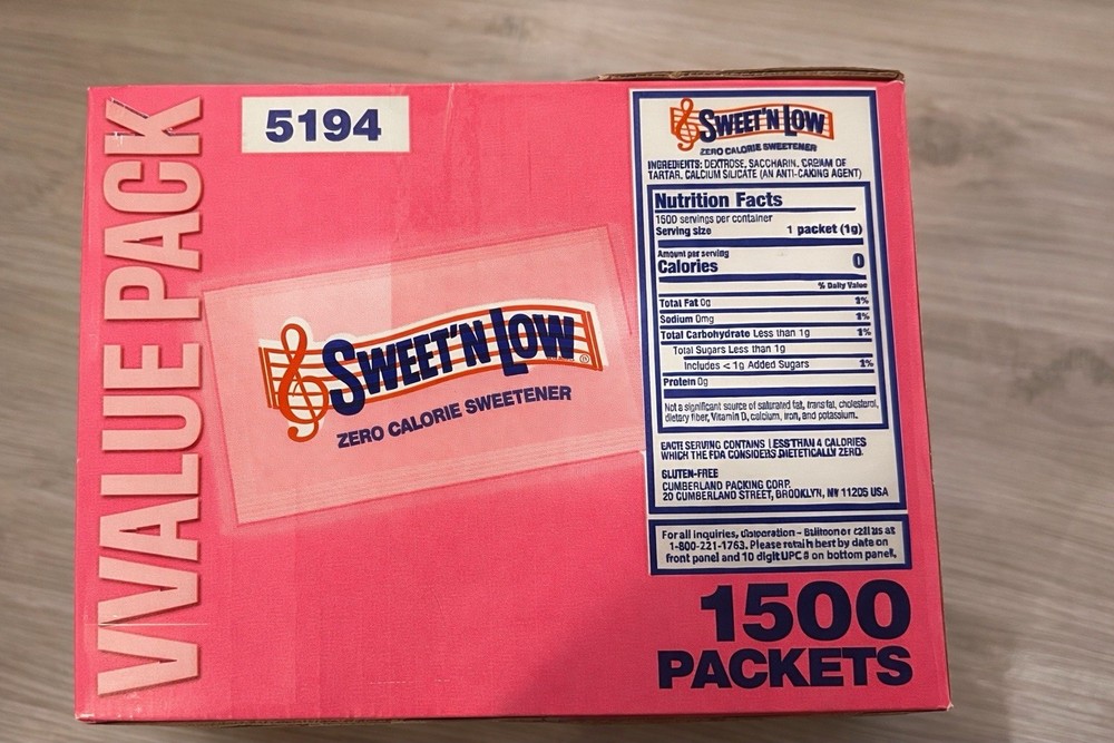 Sweet’N Low Zero Calorie Sweetener Packets – 1500 Count Box – New