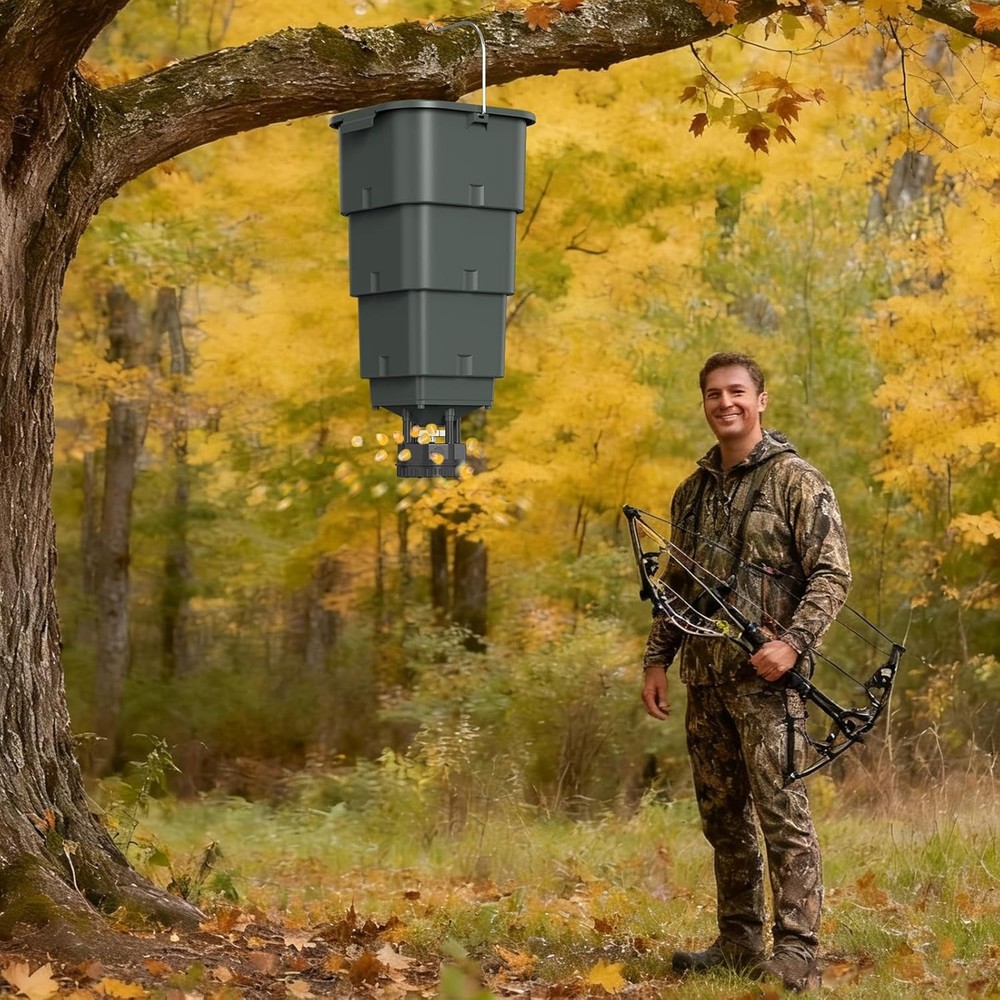 5 Gallon Hanging Deer Feeder, Automatic Game Feeder with Programmable Digital Ti