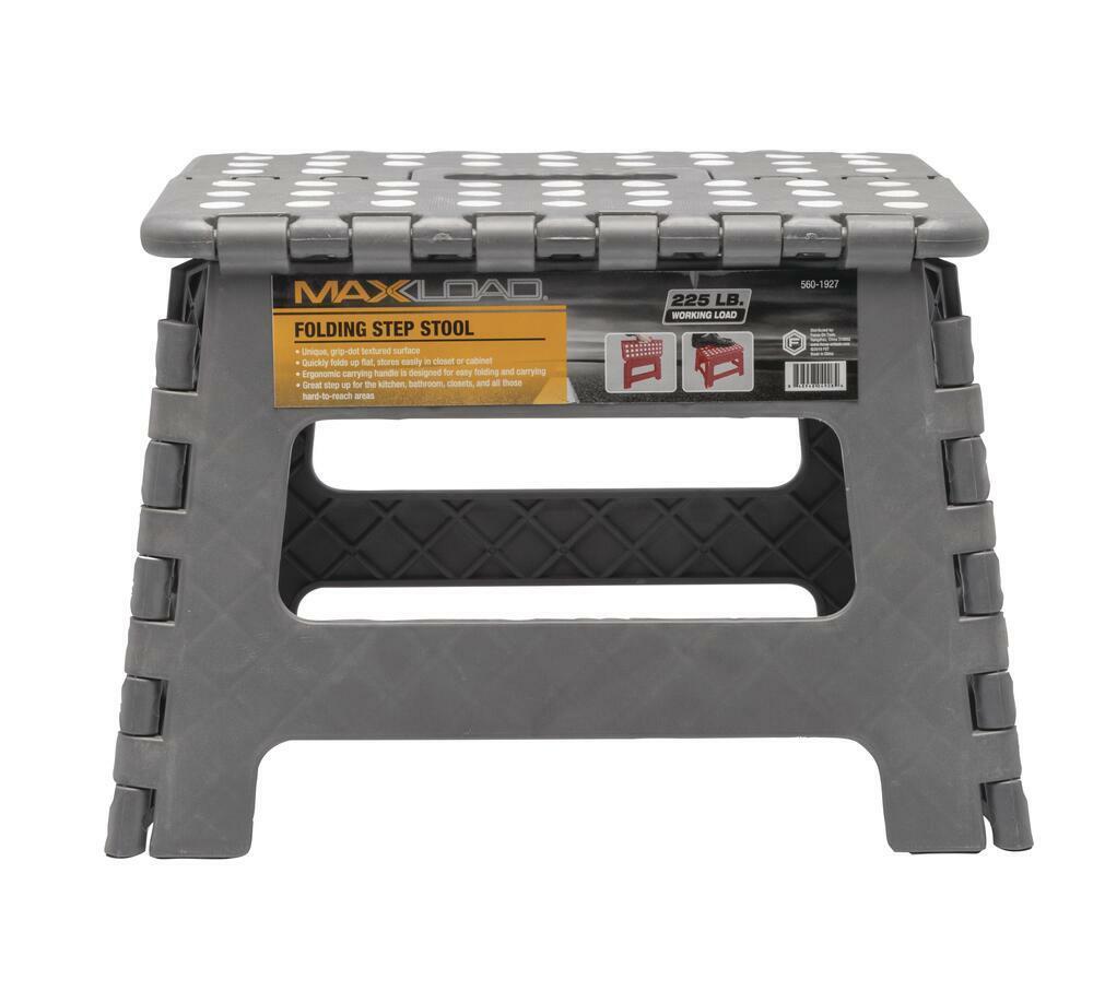 Type II Folding Plastic Step Stool 225 lb. Max Load Folds Flat with Carry Handle